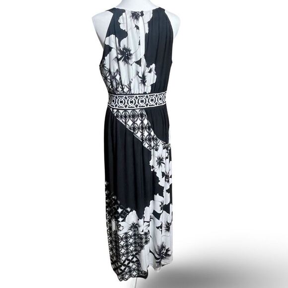 WHITE HOUSE BLACK MARKET Floral Goddess Vibes Maxi Dress BLK & WHT, Size S - Picture 7 of 9